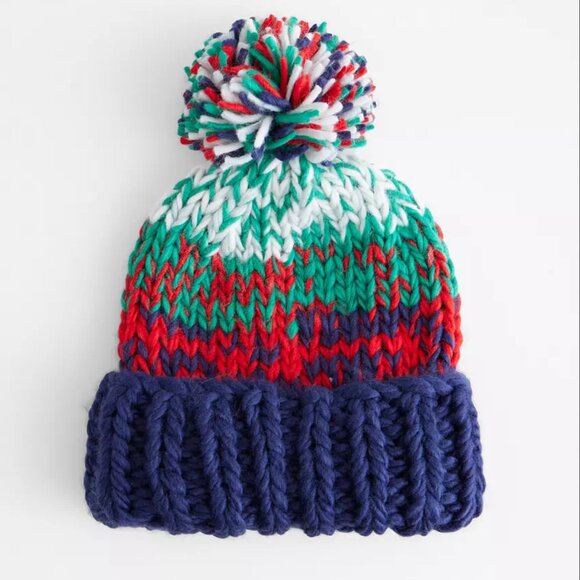 NWOT Free People Tide Stripe Knit Pom Beanie Navy main image 7